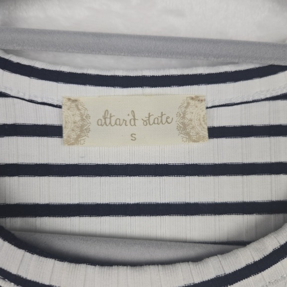 Altar'd State Womens‎ White & Black Striped Blouse  Size Small Bell Sleeves - Picture 4 of 10